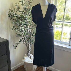 Calvin Klein Collection Archival 90s Runway Black Midi Dress (Size 8-Small)